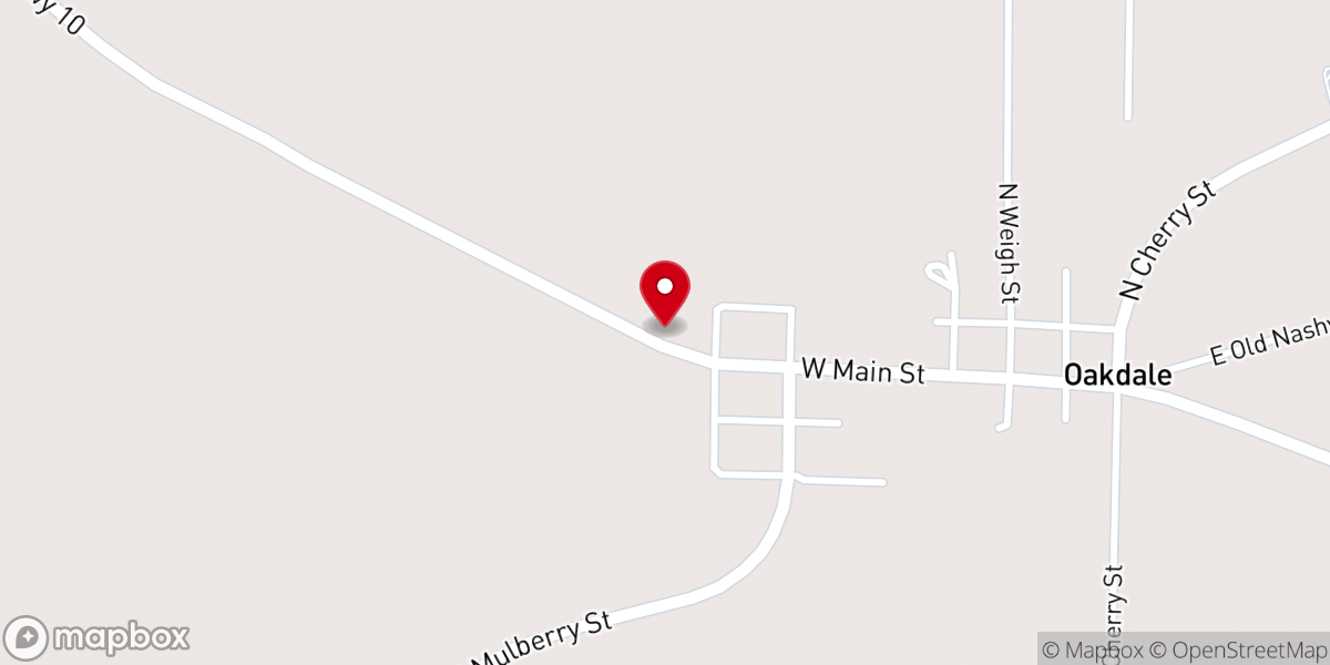 Map showing location of Oakdale Independent Baptist
