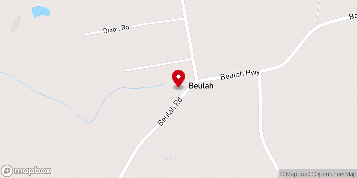 Map showing location of Second Beulah Baptist Church
