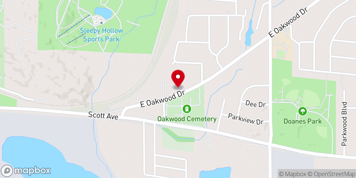 Map showing location of Oakwood Assembly