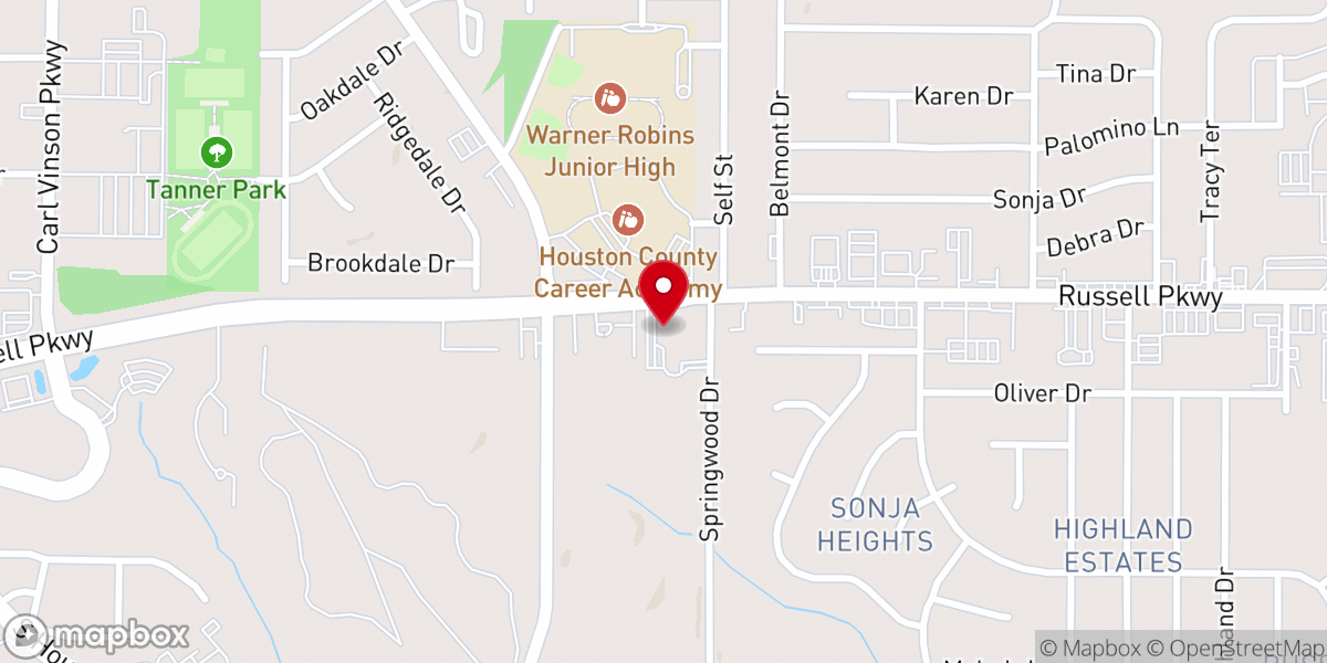 Map showing location of Oakland Baptist Church
