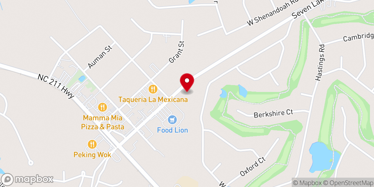 Map showing location of Seven Lakes Baptist Church