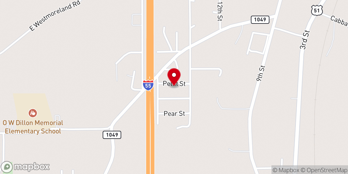 Map showing location of Orange Grove Church of God