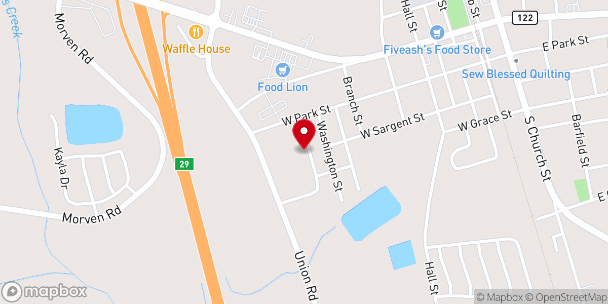 Map showing location of Webb Miller community Church