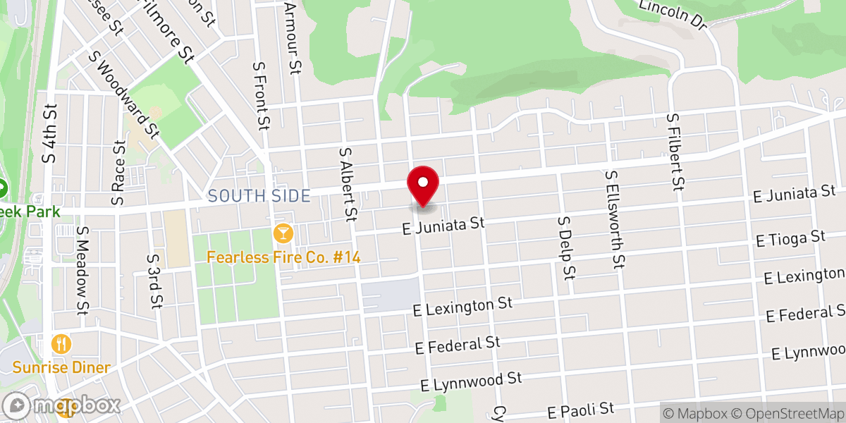 Map showing location of St. Mark's Evangelical Lutheran