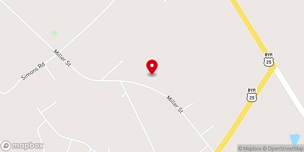 Map showing location of Hodges Church