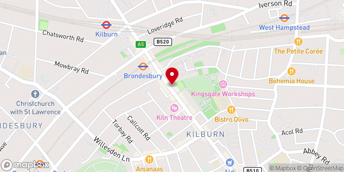 Map showing location of Kilburn Islamic Centre (KIC)