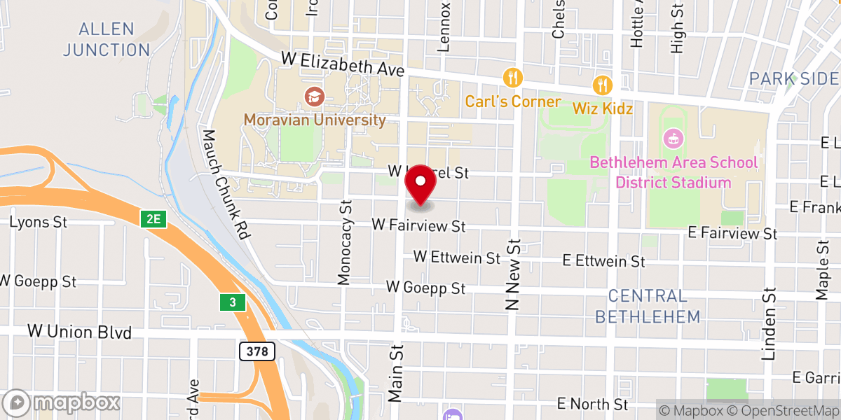 Map showing location of Community Church Bethlehem
