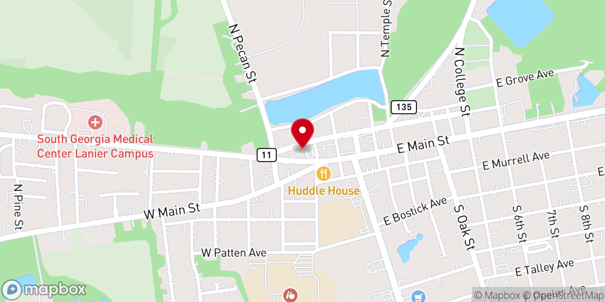 Map showing location of Red's Flower Shop