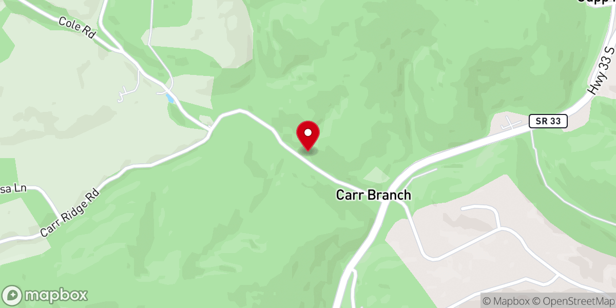 Map showing location of Carrs Branch Baptist Church