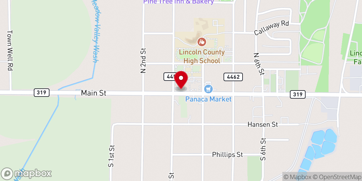 Map showing location of Panaca Town Center
