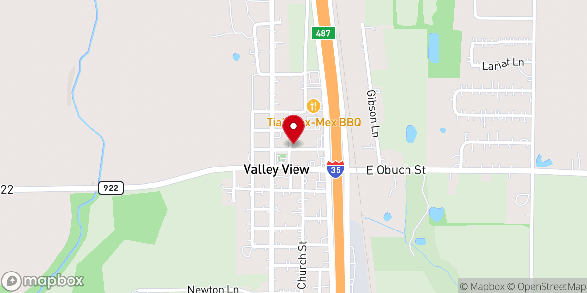 Map showing location of Valley View Church of Christ