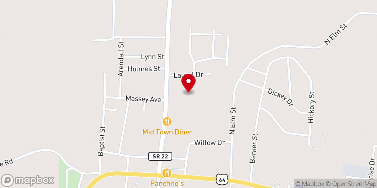Map showing location of First Christian Church