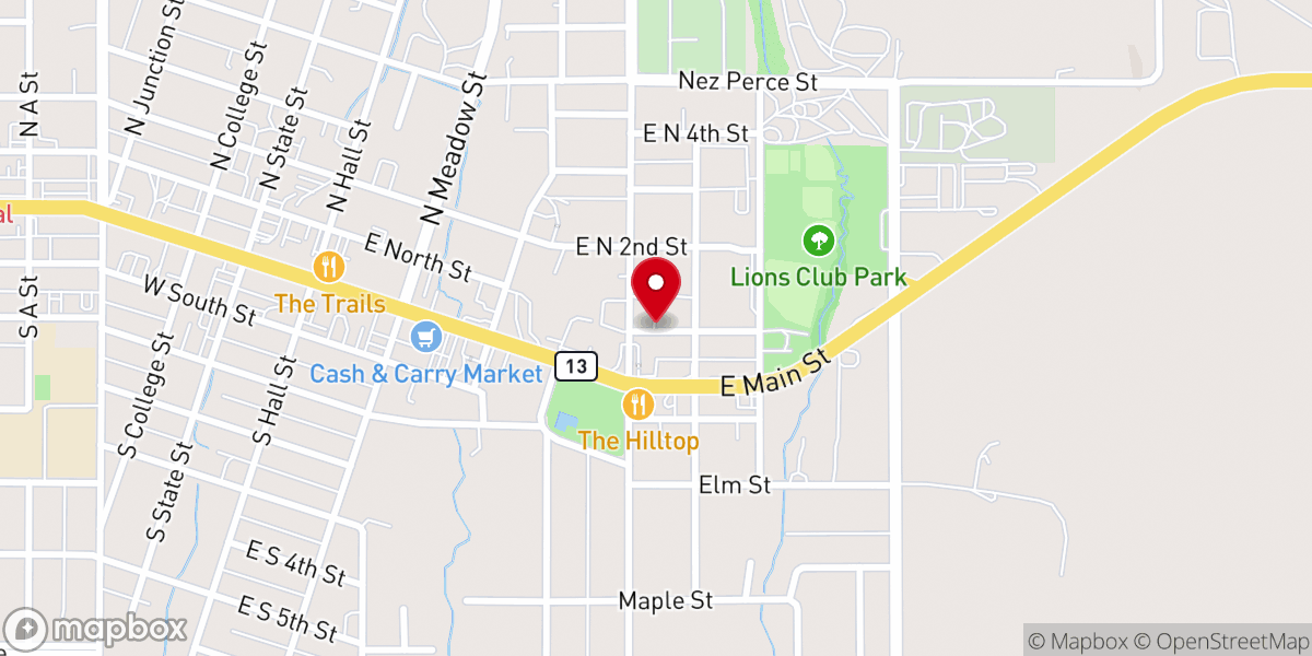 Map showing location of Camas Prairie Food Bank