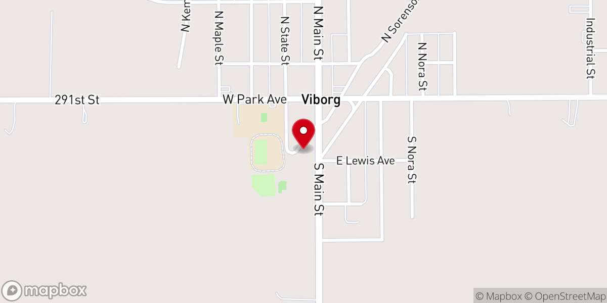 Map showing location of Viborg Community Center