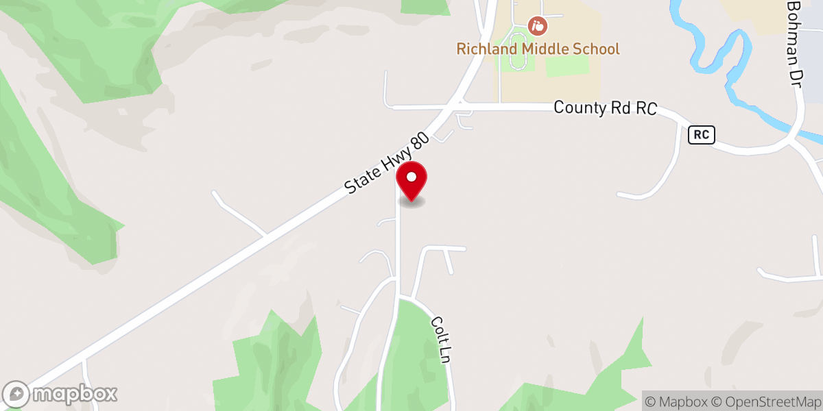 Map showing location of Richland Center Seventh-day Adventist Church