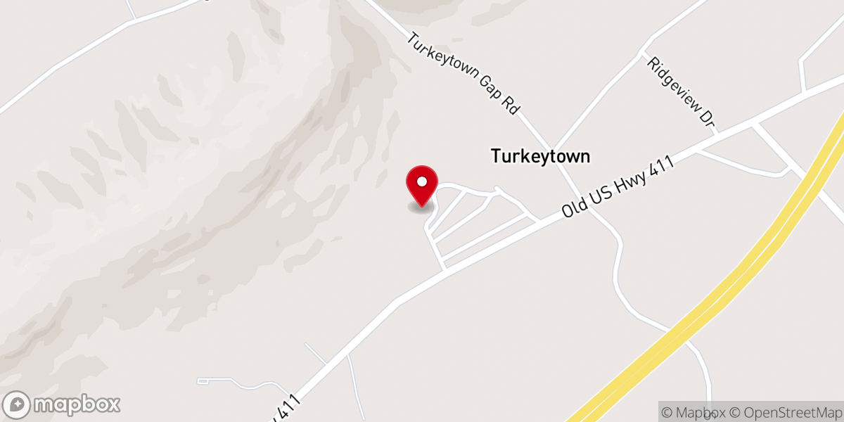 Map showing location of Turkeytown Methodist Church