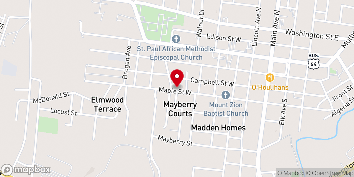 Map showing location of St John Primitive Baptist Church
