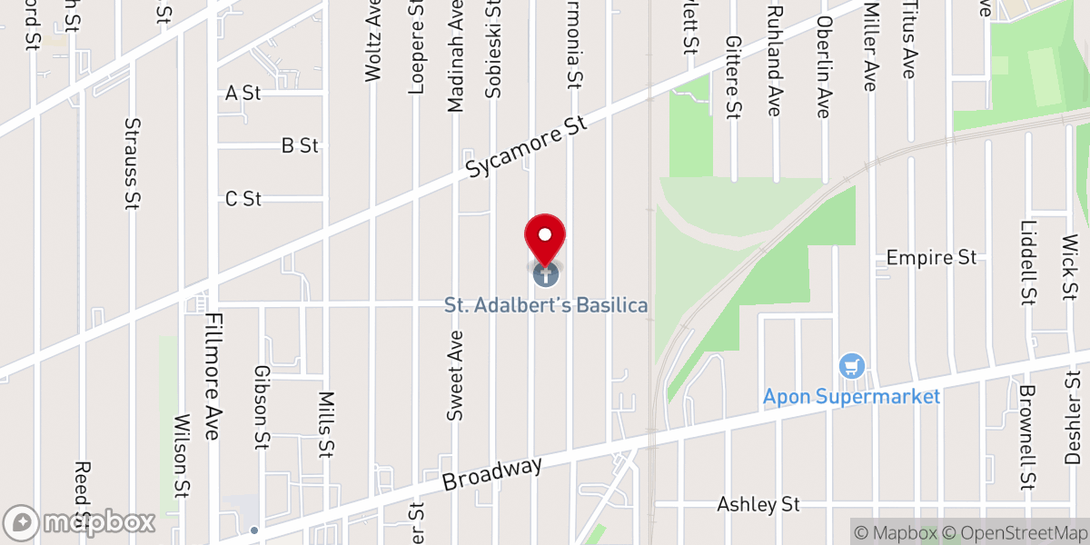 Map showing location of Saint Adalbert Basilica