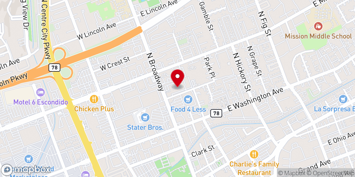 Map showing location of Spiritual Church of Escondido