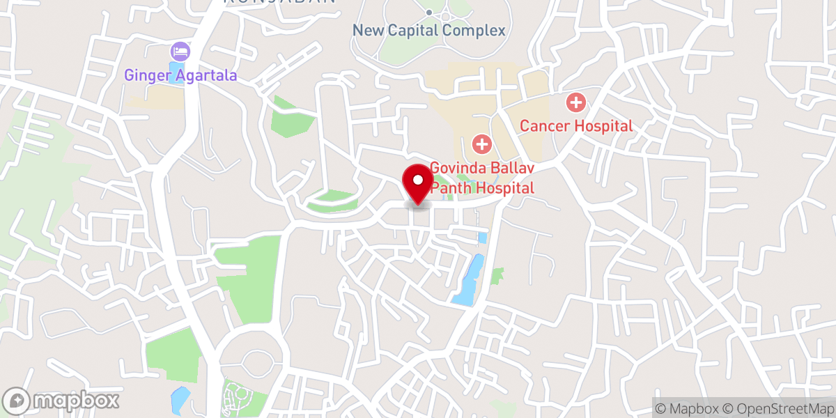 Map showing location of Synod House, Tripura
