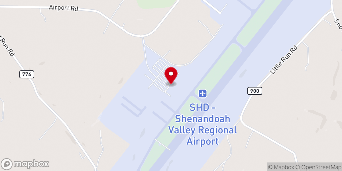 Map showing location of Shenandoah Valley Airport