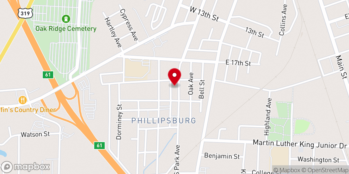 Map showing location of Allen Temple AME Church