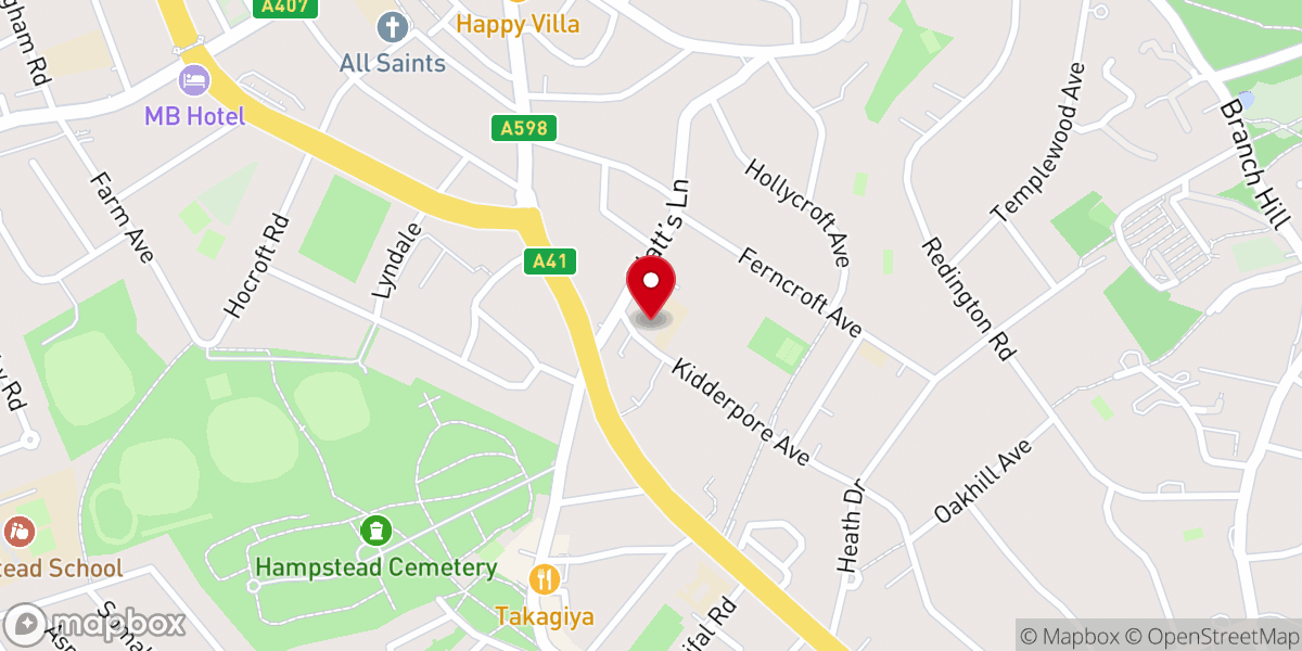 Map showing location of St Luke's Church, Hampstead