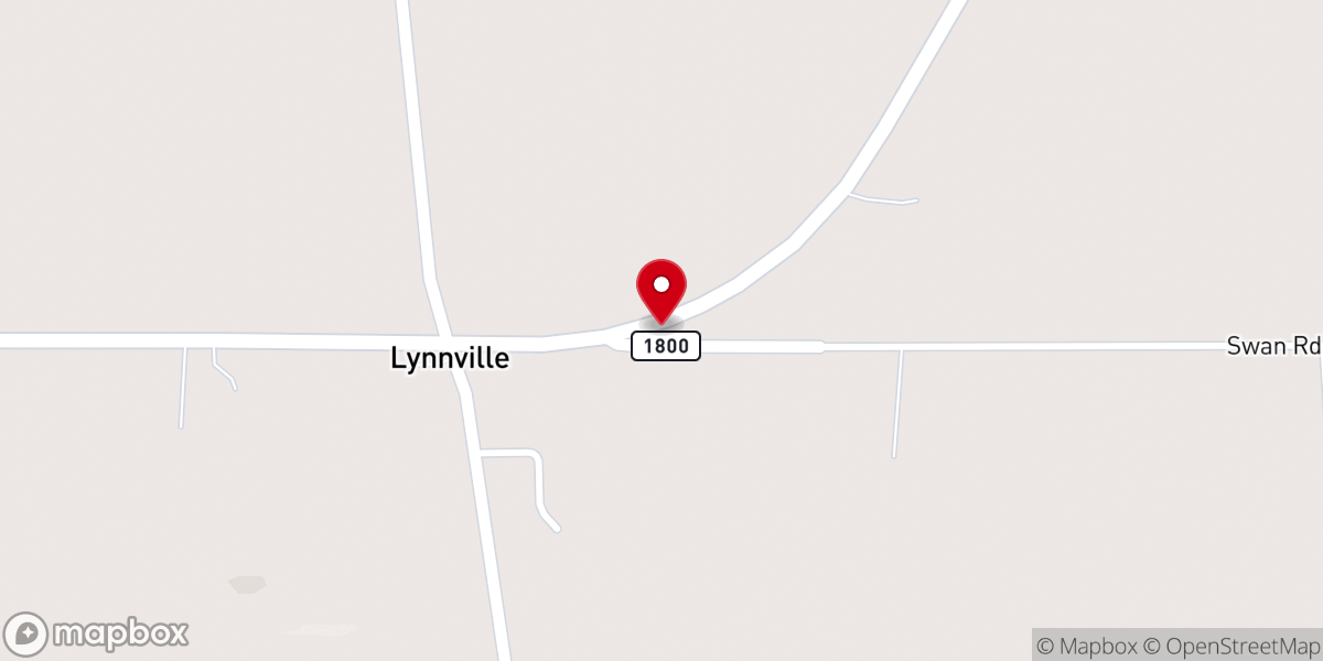 Map showing location of Lynnville Baptist Church