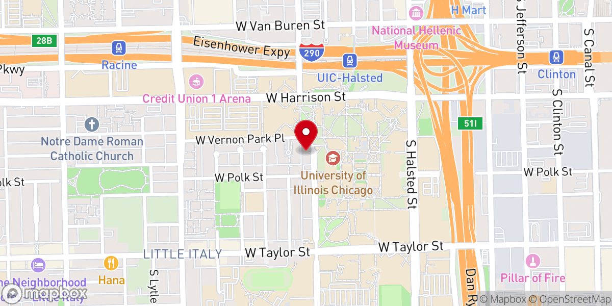 Map showing location of John Paul II Roman Catholic Center