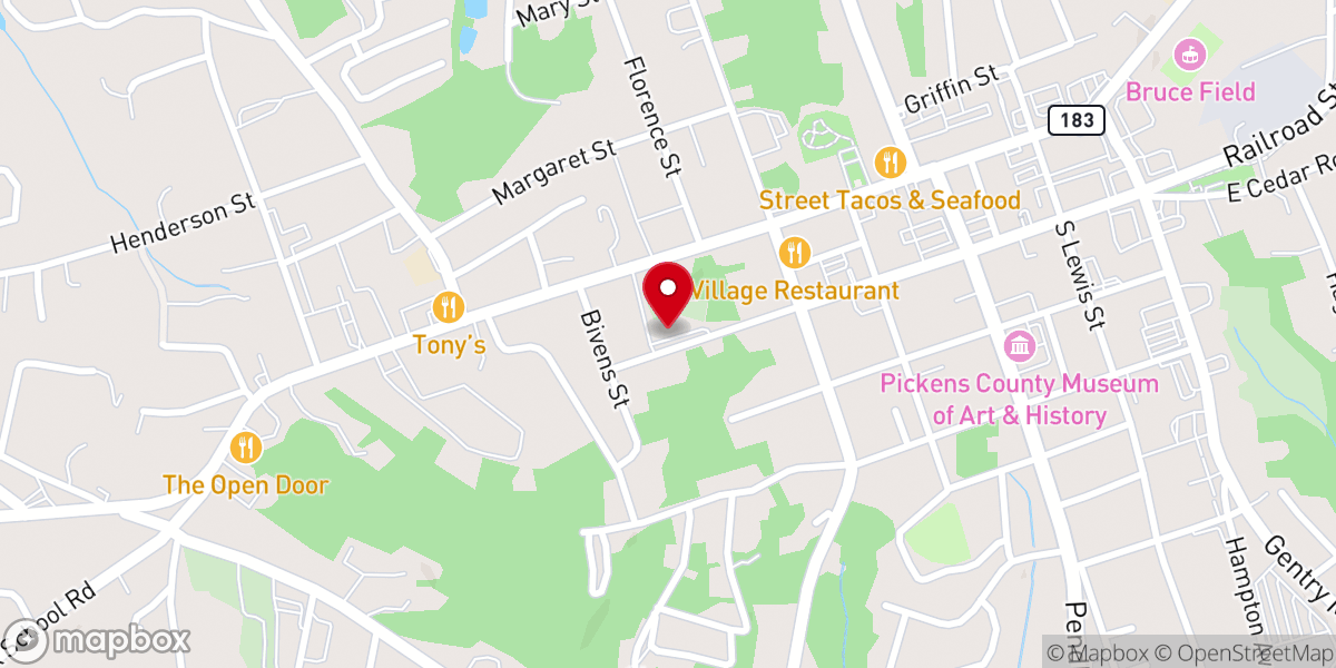 Map showing location of Pickens Presbyterian Church Child Development Center