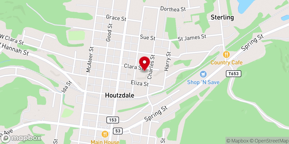 Map showing location of Faith United Lutheran Parsonage