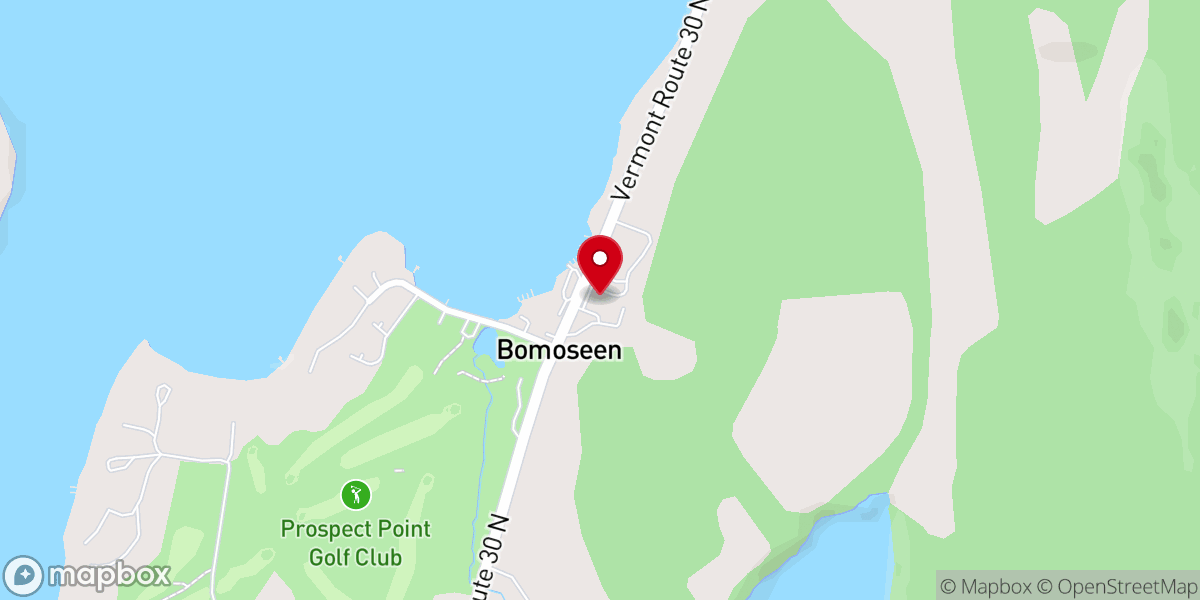 Map showing location of Lake Bomoseen Lodge Taproom