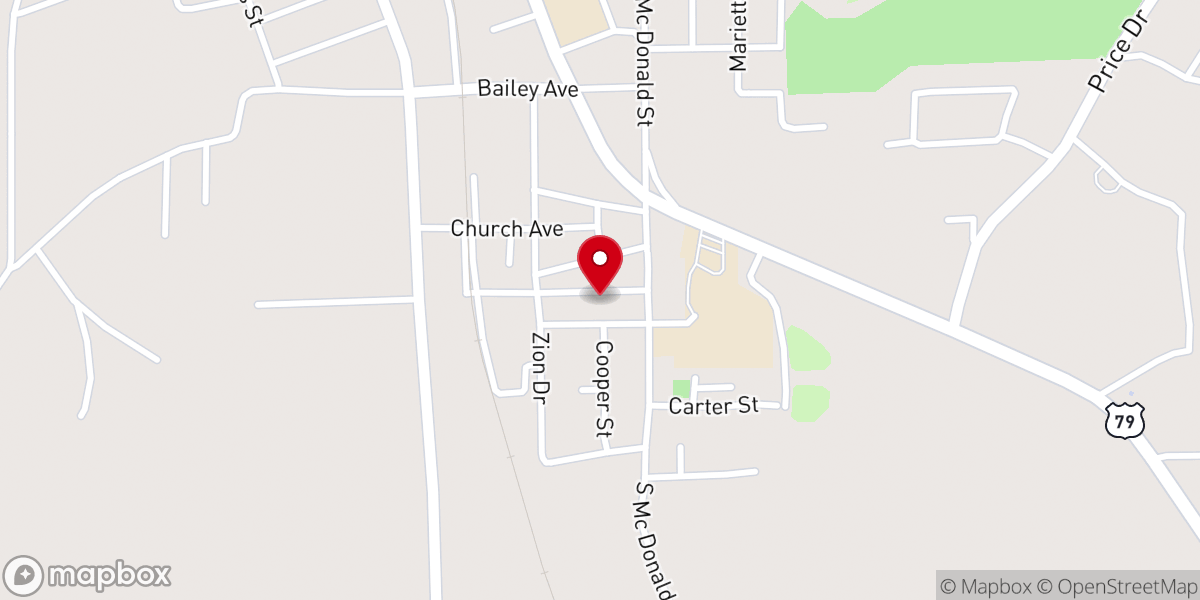 Map showing location of Hatter Chapel Freewill Baptist