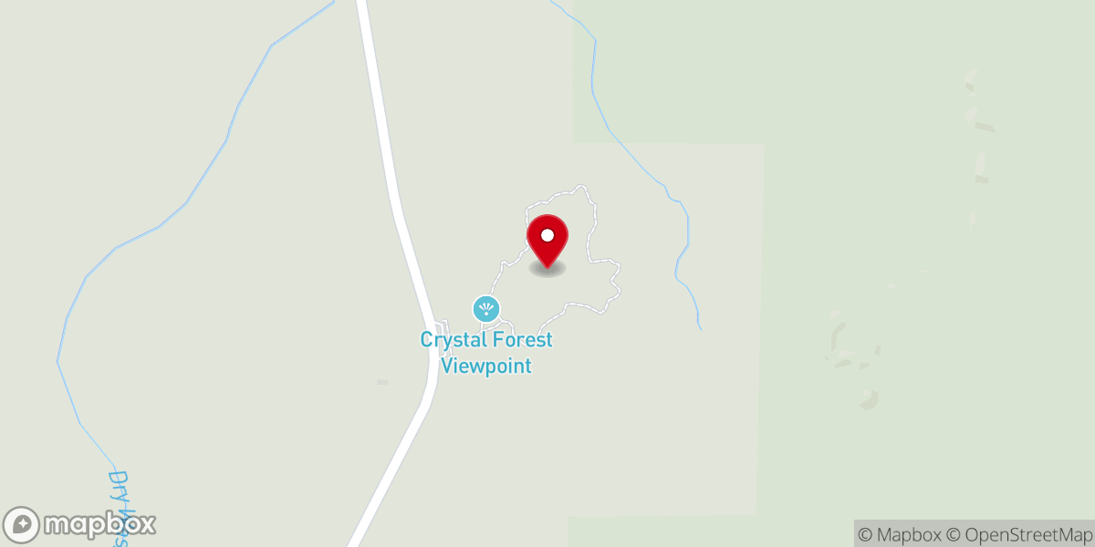 Map showing location of Crystal Forest