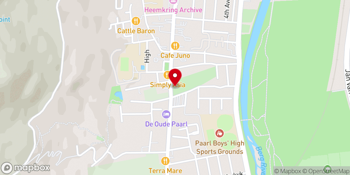 Map showing location of NG Kerk Die Paarl (Strooidakkerk)
