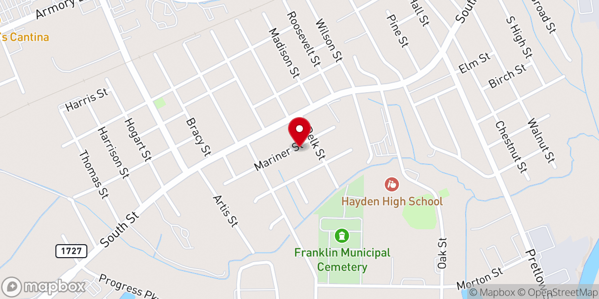 Map showing location of Agape Worship Center Franklin, Va.