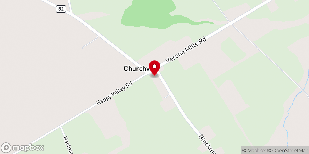 Map showing location of Verona Seventh Day Baptist Church