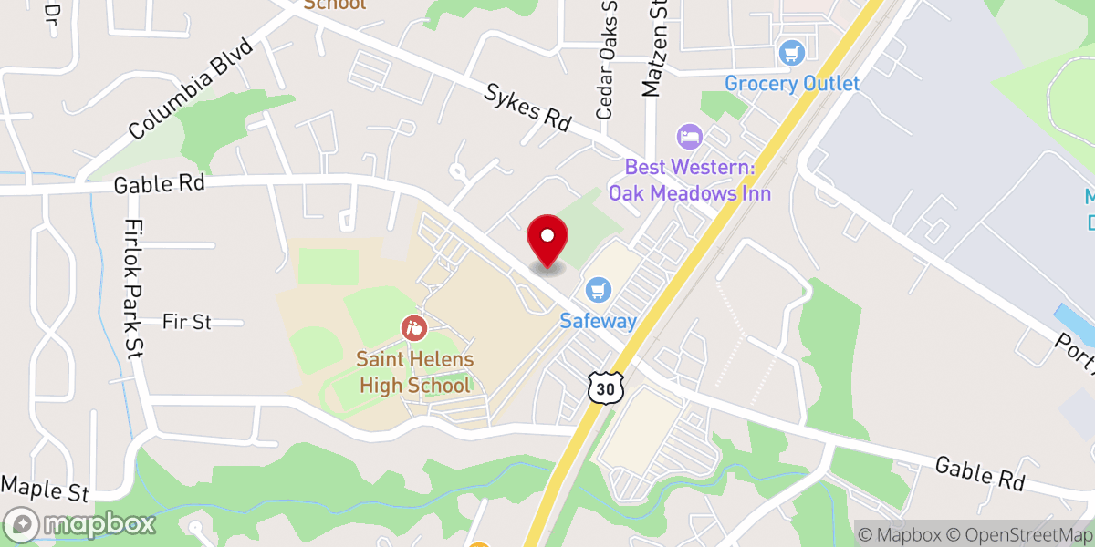 Map showing location of St. Helens Church of the Nazarene