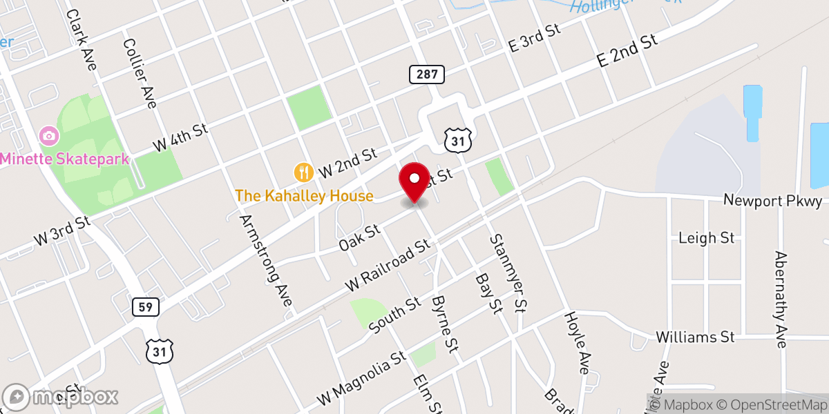 Map showing location of Bay Minette Church of Christ
