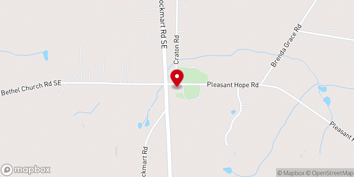Map showing location of Pleasant Hope Baptist Church