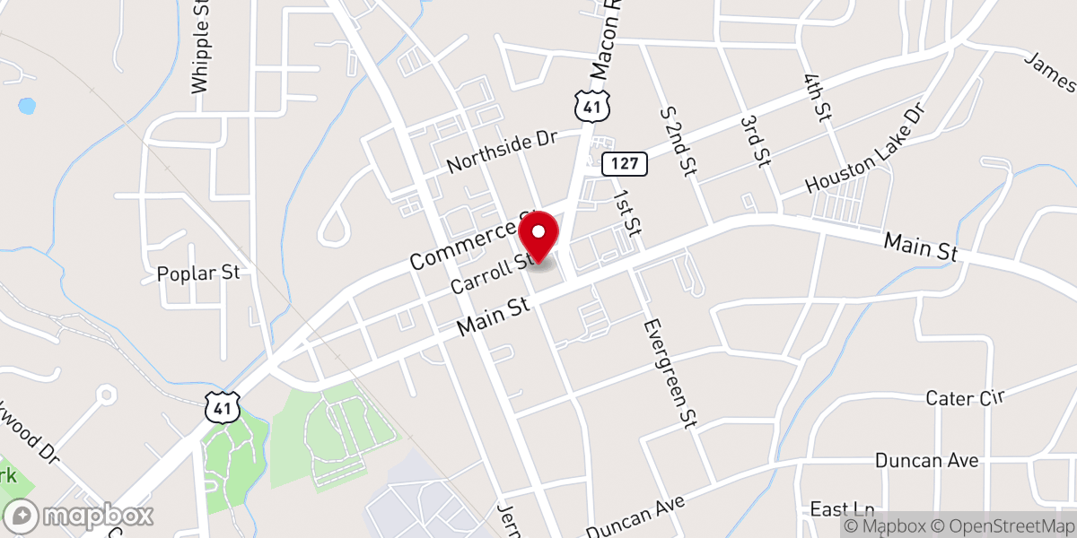Map showing location of Perry Methodist Church