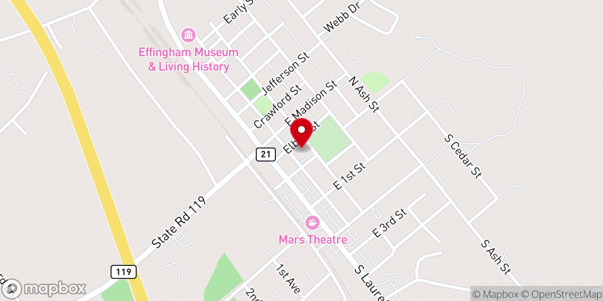 Map showing location of Springfield Oaks Church