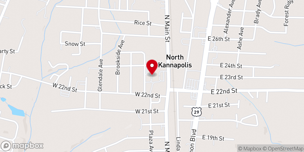 Map showing location of Blackwelder Park Baptist Church