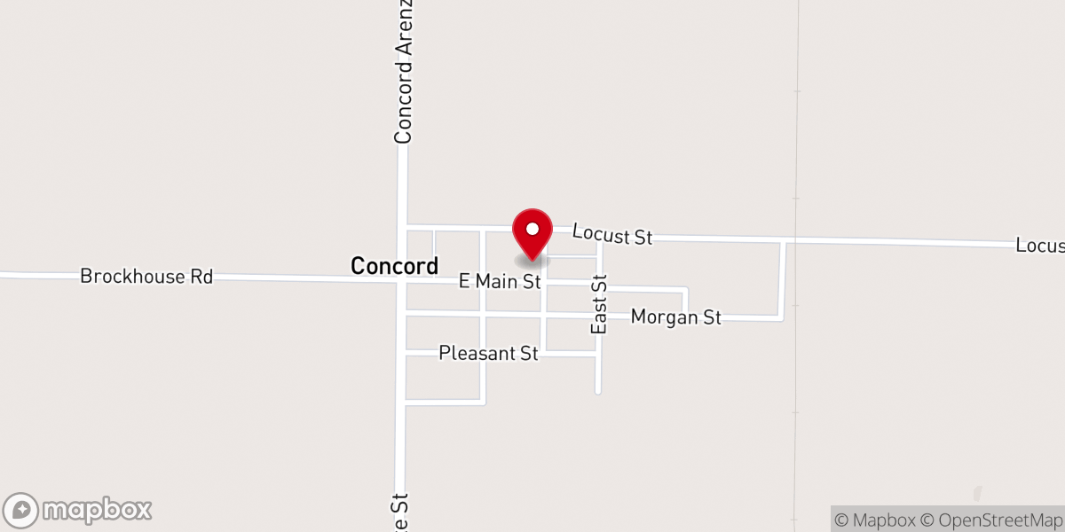 Map showing location of Concord United Methodist Church