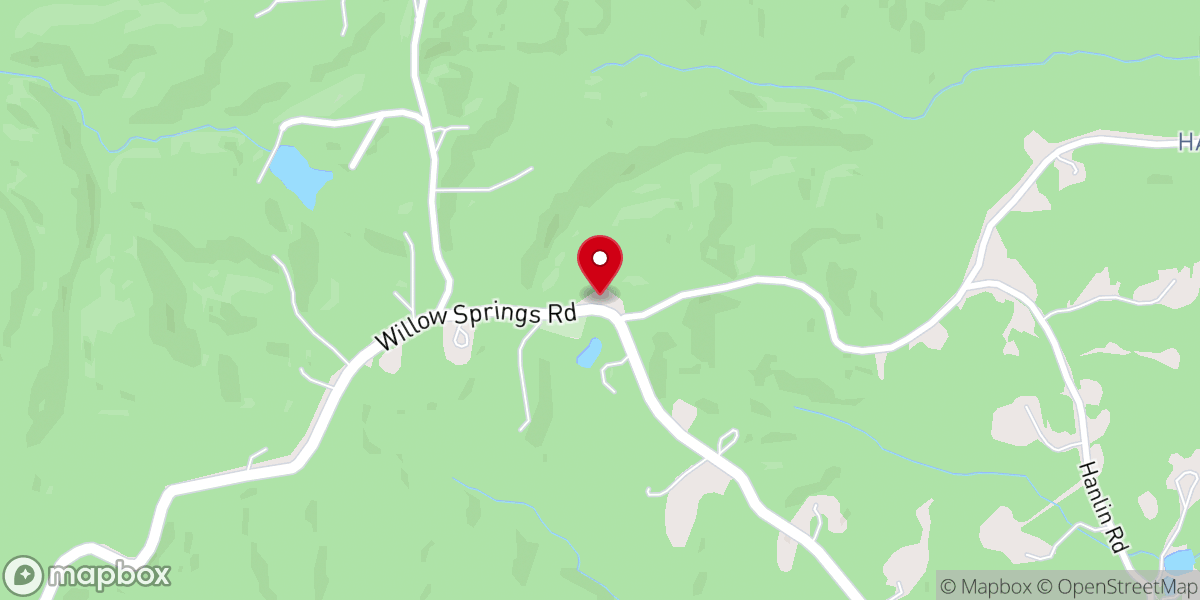 Map showing location of Willow Springs Baptist Church