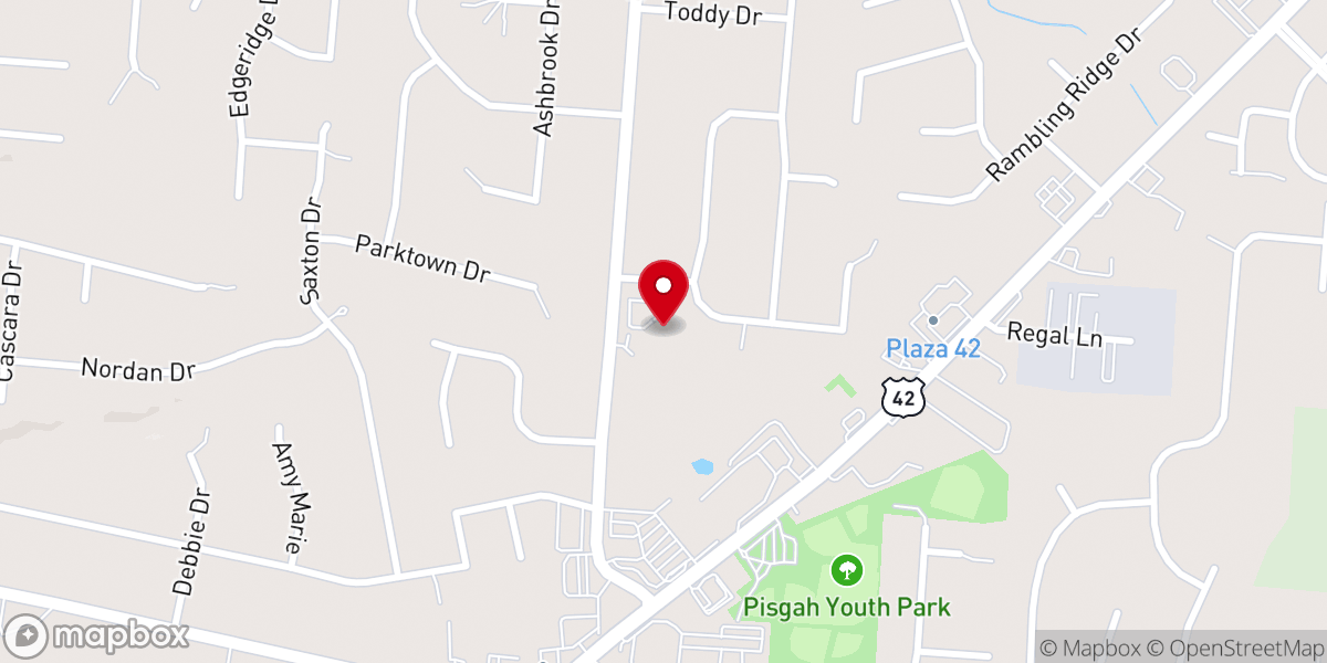 Map showing location of Serenity Baptist Church