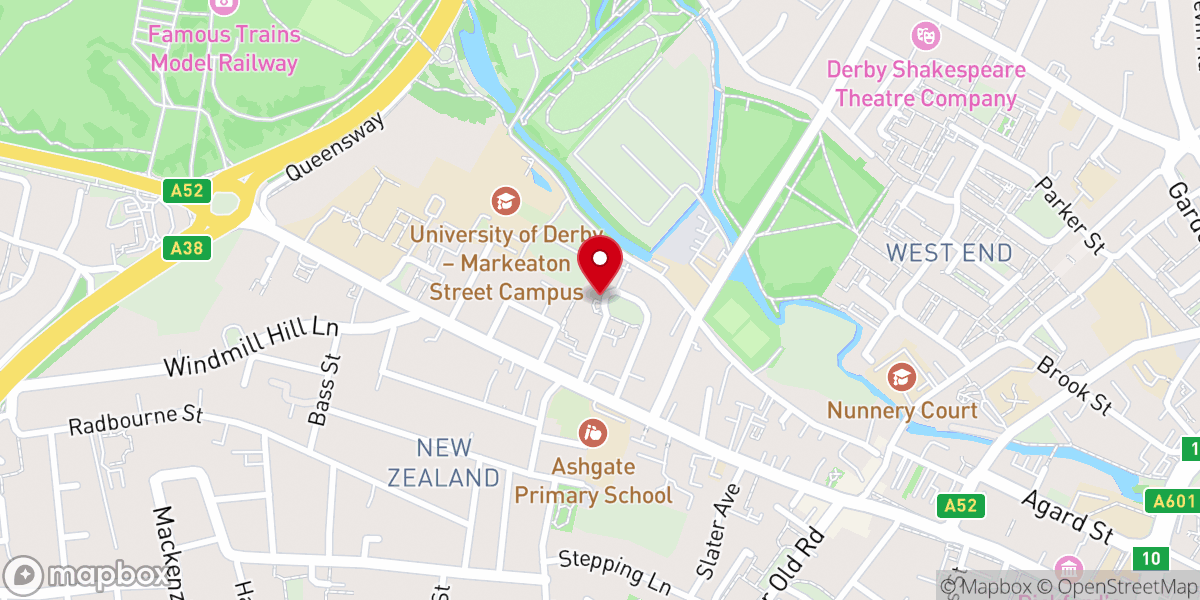 Map showing location of CAC Achiever's House, Colvile Street, Derby