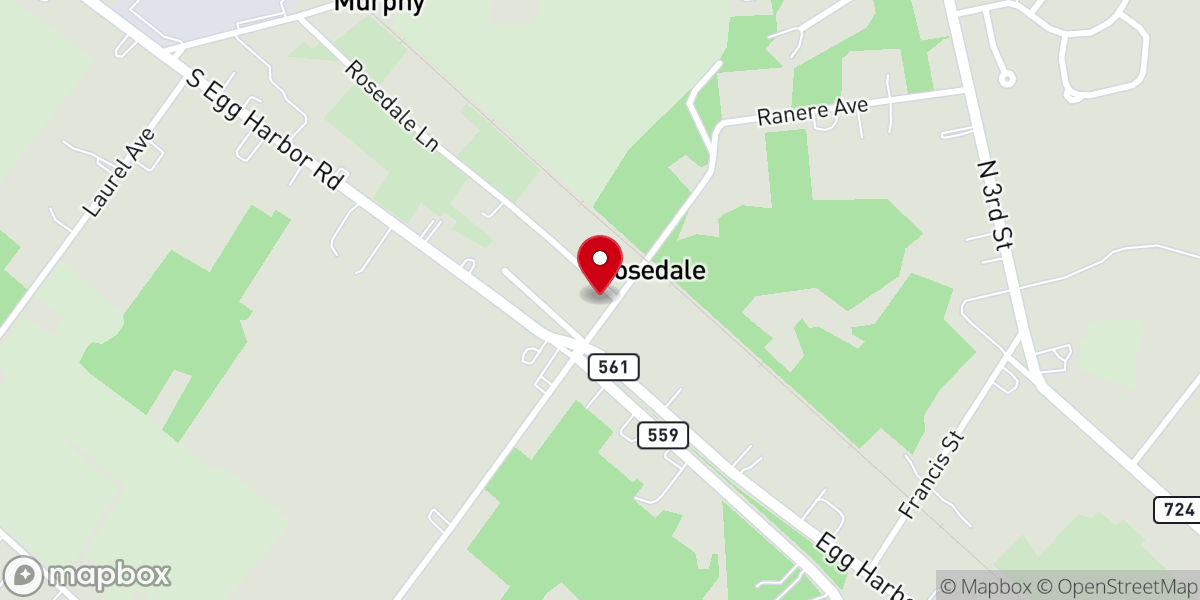 Map showing location of Rosedale Baptist Church