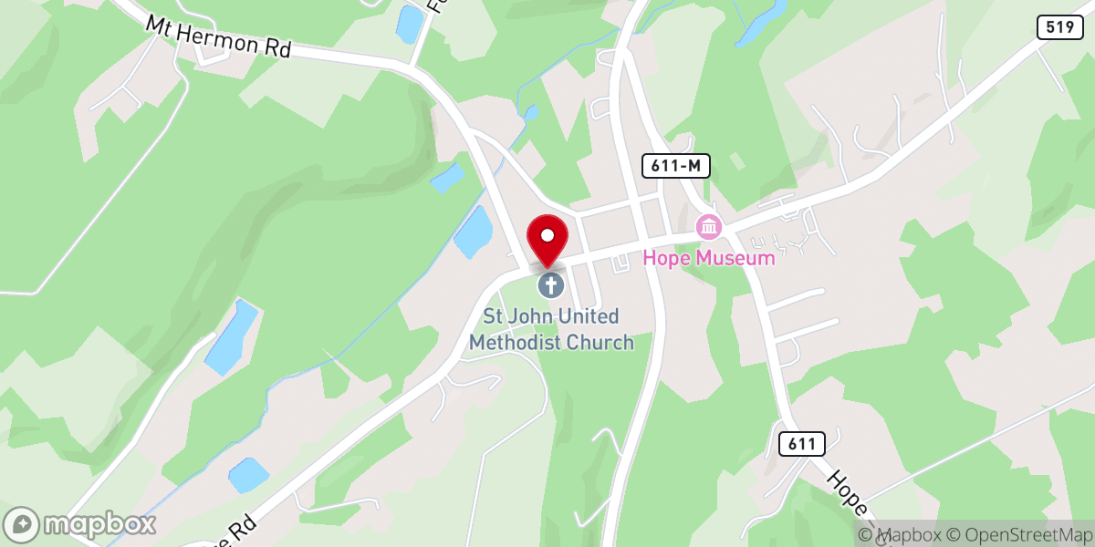 Map showing location of St John United Methodist Church