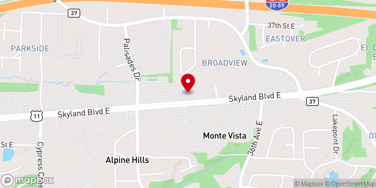 Map showing location of Skyland Boulevard Baptist Church